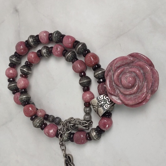 Carolyn Pollack Relios Rhodonite/Sterling Silver Necklace - Picture 1 of 7